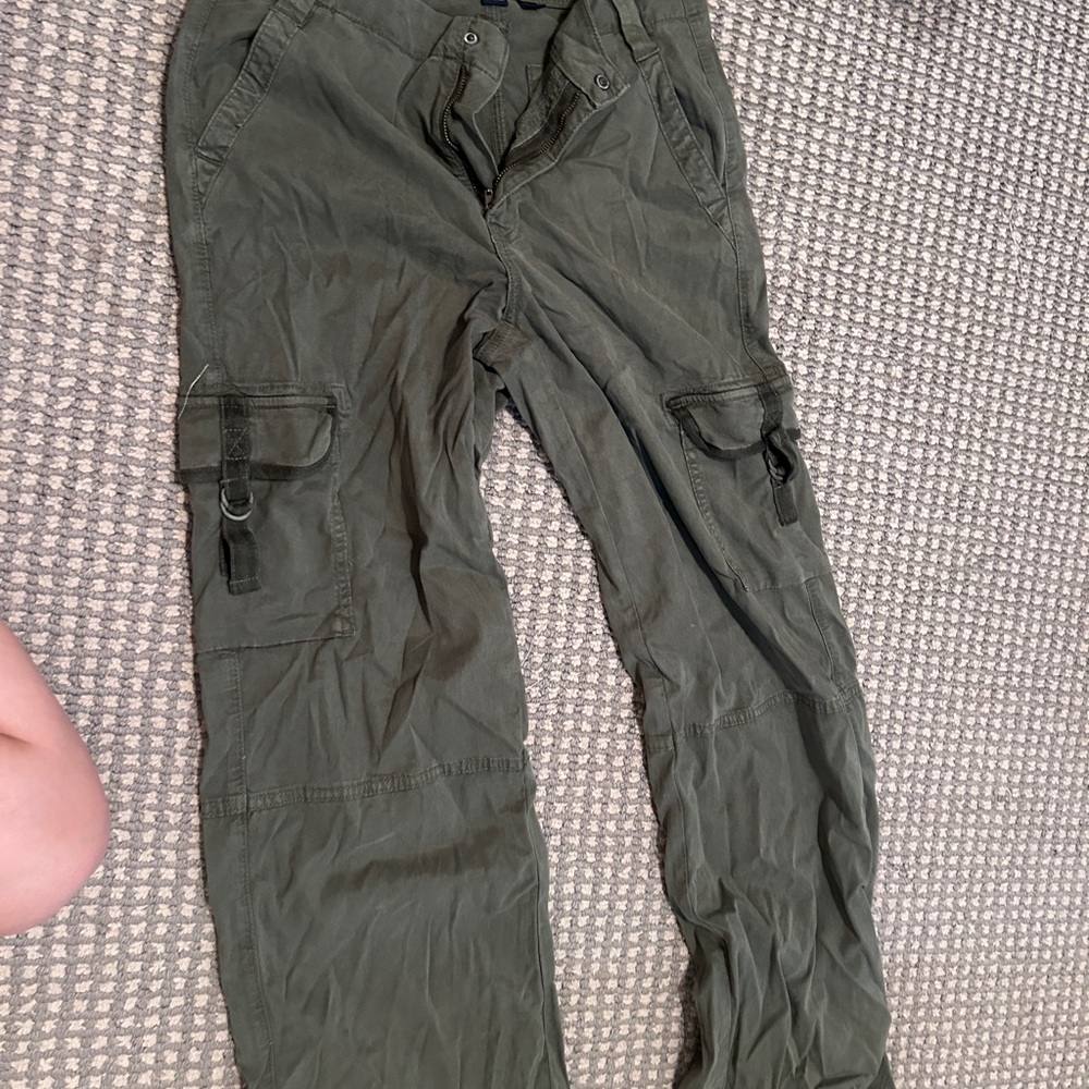American eagle green olive straight leg cargo size 0